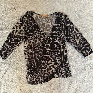 Leopard Print Faux Wrap Top